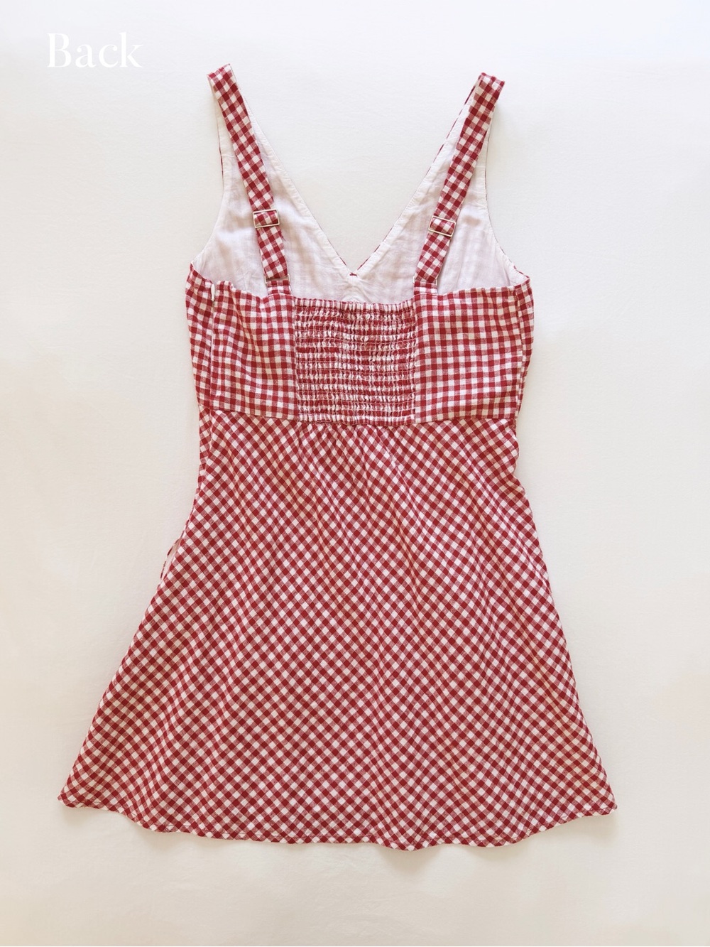 SOLD Abercrombie Red Gingham Linen Mini Dress - Picture 2 of 8